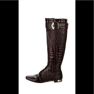 Tory Burch Uma Embossed Knee-High Boots